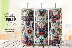 Butterfly pattern tumbler wrap sublimation png Product Image 1