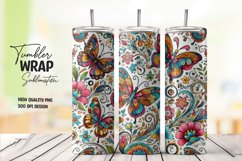 Butterfly pattern tumbler wrap sublimation png Product Image 1