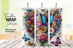 Butterfly heart pattern tumbler wrap sublimation png Product Image 1