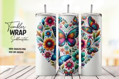 Butterfly heart pattern tumbler wrap sublimation png Product Image 1