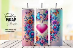 Butterfly heart pattern tumbler wrap sublimation png Product Image 1