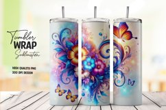 Butterfly heart pattern tumbler wrap sublimation png Product Image 1