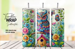 Owl background tumbler wrap sublimation png Product Image 1
