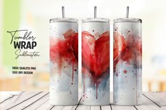 Watercolor heart tumbler wrap sublimation Product Image 1