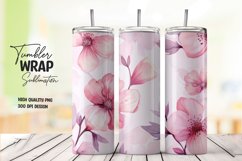 Watercolor pink flower pattern tumbler wrap sublimation Product Image 1