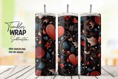 Red heart pattern tumbler wrap sublimation Product Image 1