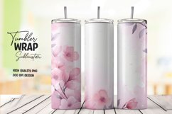 Watercolor pink flower pattern tumbler wrap sublimation Product Image 1
