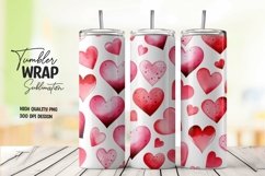 Watercolor heart pattern tumbler wrap sublimation Product Image 1