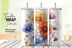 Watercolor floral tumbler wrap sublimation png Product Image 1