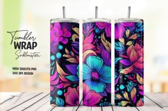 Neon flower tumbler wrap sublimation Product Image 1