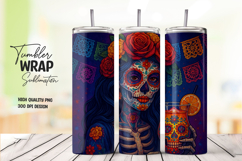 Skeleton-themed watercolor tumbler wrap Product Image 1