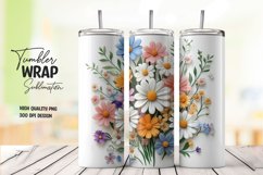 Multicolor 3d floral tumbler wrap sublimation design Product Image 1