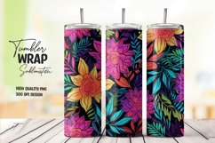 Neon flower tumbler wrap sublimation Product Image 1