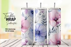 Watercolor pink and blue rose tumbler wrap sublimation Product Image 1
