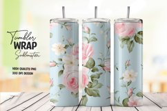 Watercolor pink rose tumbler wrap sublimation Product Image 1