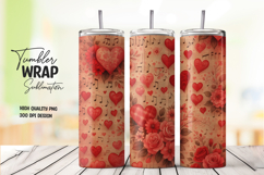 Heart and music note tumbler wrap with floral design Product Image 1