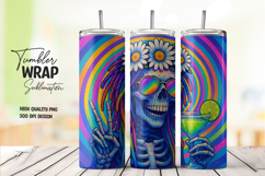 Skeleton-themed watercolor tumbler wrap Product Image 1