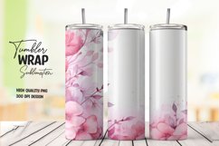 Watercolor pink flower pattern tumbler wrap sublimation Product Image 1
