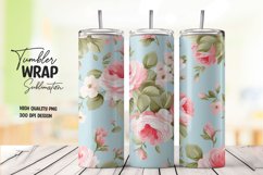Watercolor pink rose tumbler wrap sublimation Product Image 1