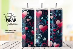 Red heart pattern tumbler wrap sublimation Product Image 1