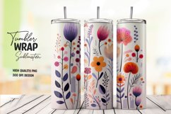 Watercolor floral tumbler wrap sublimation png Product Image 1