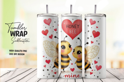 Cute Love Bees &amp; Hearts tumbler wrap sublimation Product Image 1