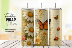 Daisy and Monarch Butterfly Tumbler Wrap PNG Product Image 1