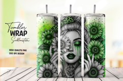 Green Sunflower Girl Portrait Tumbler Wrap Sublimation Product Image 1