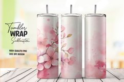 Watercolor pink flower pattern tumbler wrap sublimation Product Image 1