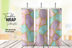 Pastel Geometric Glitter Mosaic Tumbler Wrap clipart Product Image 1