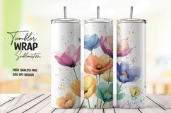 Watercolor floral tumbler wrap sublimation png Product Image 1