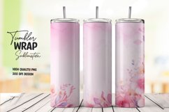 Watercolor pink flower pattern tumbler wrap sublimation Product Image 1