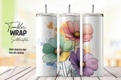Watercolor floral tumbler wrap sublimation png Product Image 1