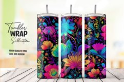 Neon flower tumbler wrap sublimation Product Image 1