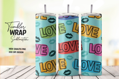 Retro Love Typography Tumbler Wrap Colorful Lips Design Product Image 1