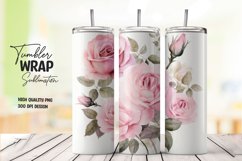 Watercolor pink rose tumbler wrap sublimation Product Image 1