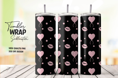 Soft Pink Hearts and Lips Valentine Tumbler Wrap PNG Product Image 1