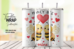 Cute Love Bees &amp; Hearts tumbler wrap sublimation Product Image 1