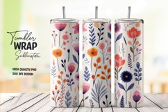 Watercolor floral tumbler wrap sublimation png Product Image 1