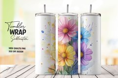 Watercolor floral tumbler wrap sublimation png Product Image 1