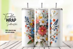 Multicolor 3d floral tumbler wrap sublimation design Product Image 1
