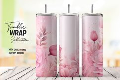 Watercolor pink flower pattern tumbler wrap sublimation Product Image 1