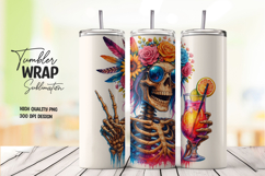 Skeleton-themed watercolor tumbler wrap Product Image 1