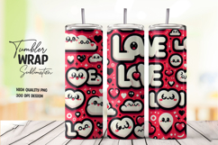 Cute Love Clouds Valentine Tumbler Wrap PNG Product Image 1