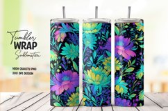 Neon flower tumbler wrap sublimation Product Image 1