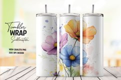 Watercolor floral tumbler wrap sublimation png Product Image 1