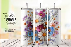 Multicolor 3d floral tumbler wrap sublimation design Product Image 1