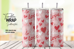 Pink Love Hearts Valentine Tumbler Wrap PNG Product Image 1