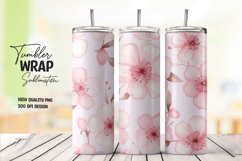 Watercolor pink flower pattern tumbler wrap sublimation Product Image 1