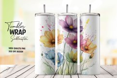 Watercolor floral tumbler wrap sublimation png Product Image 1